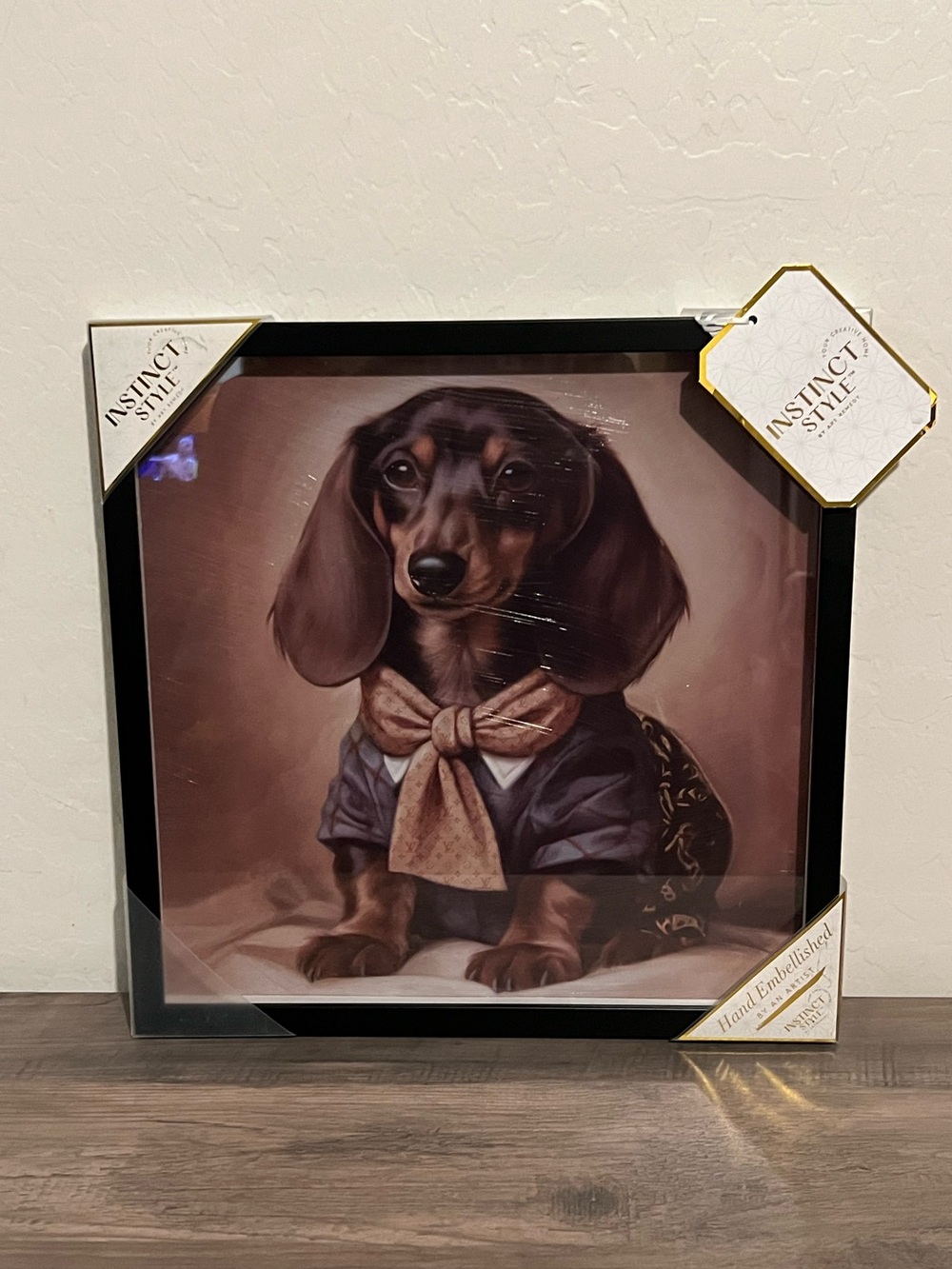 Brown Dachshund Doxie Wearing Suit & Bow Tie Framed Wall Art -Instinctive Style